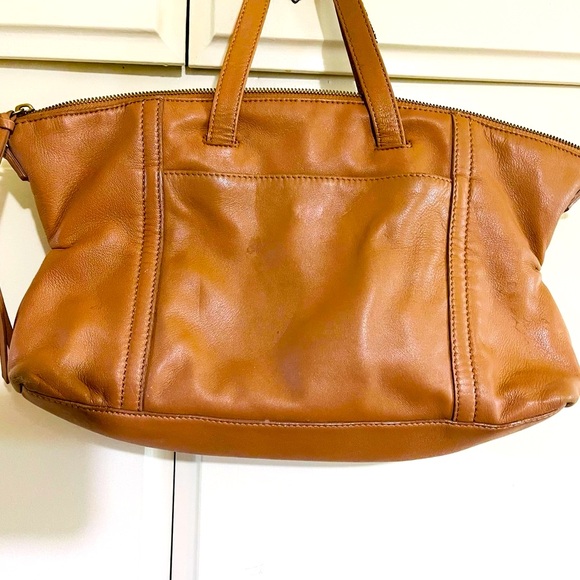 Lucky brand  Chic Tan Leather Handbag with exterior pouch styling - Picture 2 of 5